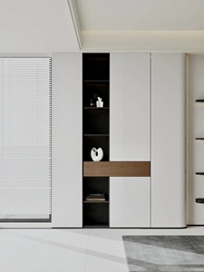 Tủ sách treo tường với cửa lưu trữ đồ nội thất phòng khách Kệ sách gỗ hiện đại với thiết kế hình vòm - Product Image 3