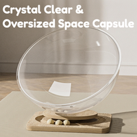 Lit pour chat moderne en forme de capsule spatiale, très transparent, avec jouet balle, double usage chaud/froid quatre saisons, grande capacité, en carton