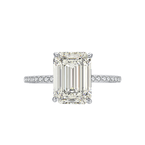 Anillo de compromiso solitario de circonita talla baguette, plata de ley 925 con baño de rodio, engaste de garra, moderno, para mujer, boda, aniversario - Product Image 1