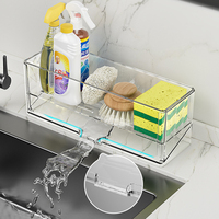 Brosse à vaisselle en plastique transparent de comptoir porte-éponge pour évier de cuisine