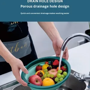 Passoire télescopique en plastique de qualité alimentaire, grand bac à laver les fruits, multifonctionnel, pliable, suspendable, portable, pour le rangement - Product Image 4