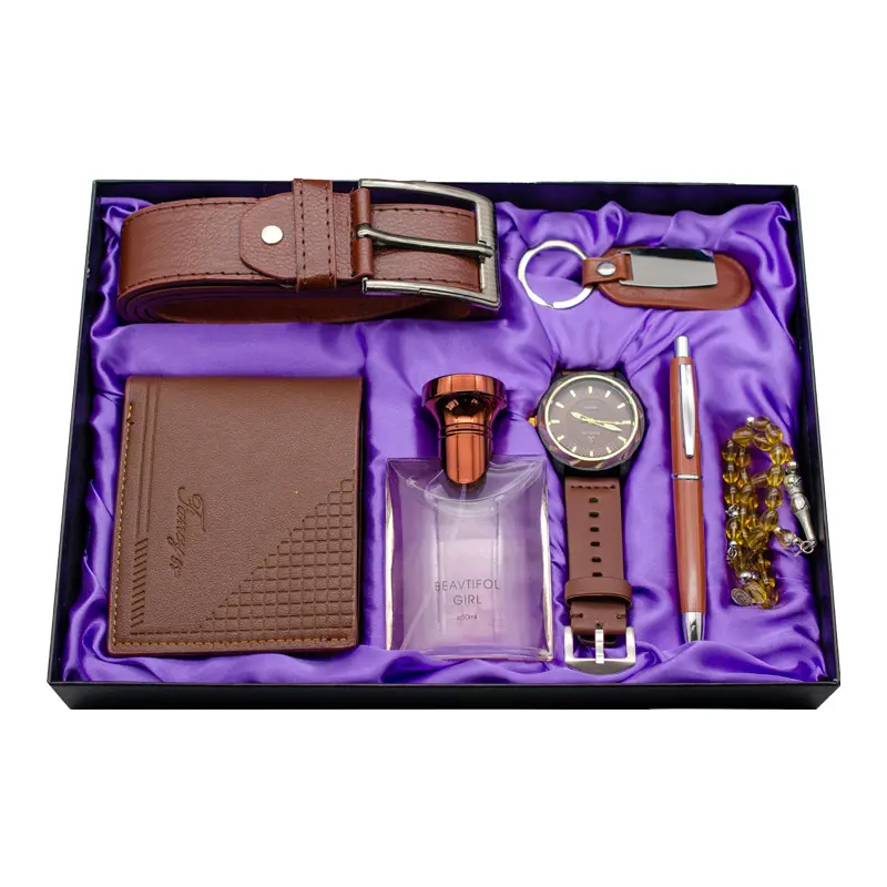Jam tangan dompet mewah hadiah liburan pria sabuk alat kunci biasa pena parfum manik-manik doa kotak hadiah promosi bisnis set hadiah