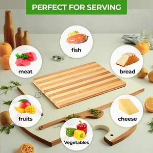 Papan cincang bambu bergaris Estetika ukuran kustom tahan panas papan potong Food Grade Charcuterie melayani nampan untuk hadiah - Product Image 3
