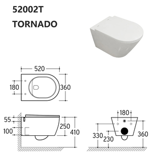 Inodoro suspendido elegante con descarga tipo tornado, inodoro femenino de 4 estrellas, inodoro con descarga superior y tanque de agua, descarga dorada con efecto remolino y chorro de agua privado. - Product Image 6