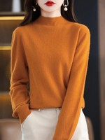 Pull en laine 100% sur mesure pour femme, col montant, manches longues, tricot en pure laine, fabricant OEM ODM