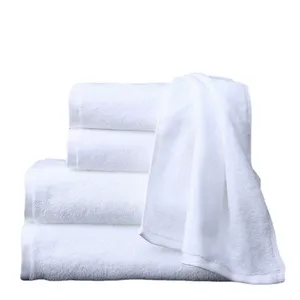 Ensemble de serviettes de bain en coton tissé 100% avec logo personnalisé, 400-350 g/m², sans ourlet, séchage rapide, antimicrobien, écologique, pour hôtel, salle de bain, 5 pièces - Product Image 2