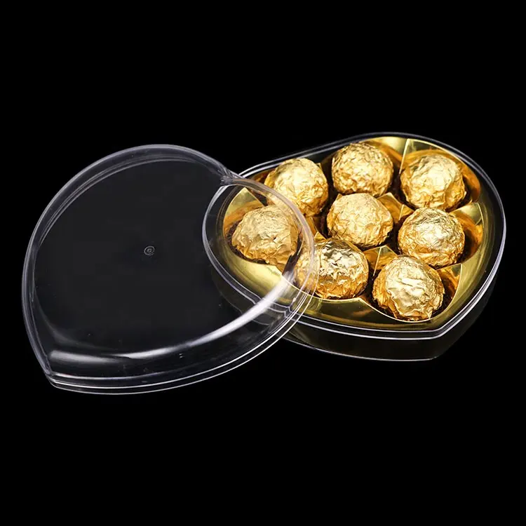 Контейнер для сладостей в форме сердца из материала PS, прозрачный контейнер для шоколада, печенья, закусок, пластиковый контейнер для десертов, тортов, печенья