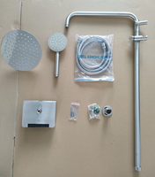 Ensemble de robinetterie de douche et bain en acier inoxydable 304 poli, monocommande, avec barre coulissante et mitigeur de douche douce à effet pluie en céramique, pour appartement et hôtel