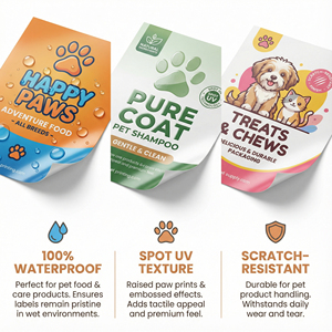 Çizilmeye Dayanıklı Evcil Hayvan Maması Poşet Etiketleri |   Su Geçirmez Özel Vinil Çıkartmalar Köpek Ödül Mamaları ve Kedi Maması Poşetleri için - Product Image 6