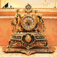 QUYANG décor à la maison de luxe classique horloge de bureau Antique français or laiton Bronze femme Sculpture horloge de Table