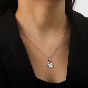 สร้อยคอรูปมือฮัมซา มือฟาติมา ดอกบัว โยคะ <span class=keywords><strong>พระ</strong></span>พุทธรูป เครื่องประดับนำโชค ทำจากสแตนเลส เครื่องรางทางจิตวิญญาณ - Product Image 5