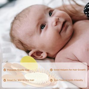 Cepillo de madera iónico ovalado para bebé con cerdas suaves, diseño de paleta, cómodo al tacto, mango de madera de haya para baño y lavado corporal - Product Image 2