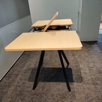 Table à manger moderne extensible et pliable, plateau en bois réglable, pieds en fer, stable, gain de place