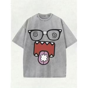 T-shirts personnalisés lavés pour hommes, 1 pièce, broderie hip-hop, impression anime, streetwear, fabricant de vêtements, t-shirt, dropshipping - Product Image 2