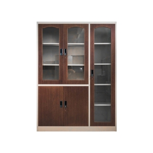 Armoire de classement métallique autoportante avec revêtement poudré, 3 portes vitrées, design moderne, pour bureau commercial, bureau à domicile, chambre, cuisine, extérieur - Product Image 5