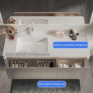 Meuble-lavabo mural <span class=keywords><strong>de</strong></span> <span class=keywords><strong>salle</strong></span> <span class=keywords><strong>de</strong></span> <span class=keywords><strong>bain</strong></span> moderne <span class=keywords><strong>de</strong></span> luxe en PVC, personnalisable en gros, avec lavabo intégré et <span class=keywords><strong>miroir</strong></span> intelligent LED anti-buée rétroéclairé - Product Image 3