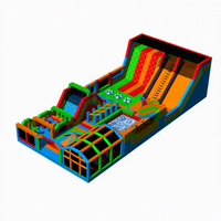 Parcours d'obstacles gonflable en PVC avec toboggan et château gonflable - Couleur/logo personnalisable, taille personnalisée, équipement de parc d'attractions en plein air