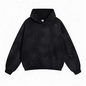 Sweat à capuche unisexe surdimensionné 450 g/m² effet vieilli délavé par pulvérisation, style vintage déchiré, streetwear - Product Image 2