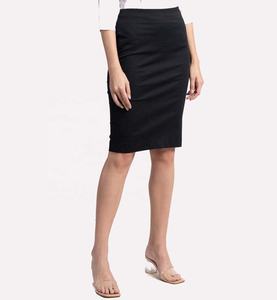 <span class=keywords><strong>Jupe</strong></span> crayon en popeline de coton extensible ZNA, noire, élégante, formelle, taille haute, pour femmes - Product Image 2