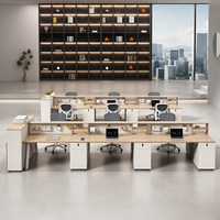 Combinaison Table et Chaises de Bureau Commerciales en Bois Moderne et Simple pour 2, 4 ou 6 Personnes, Démontable, Boîte de Rangement Câbles Incluse