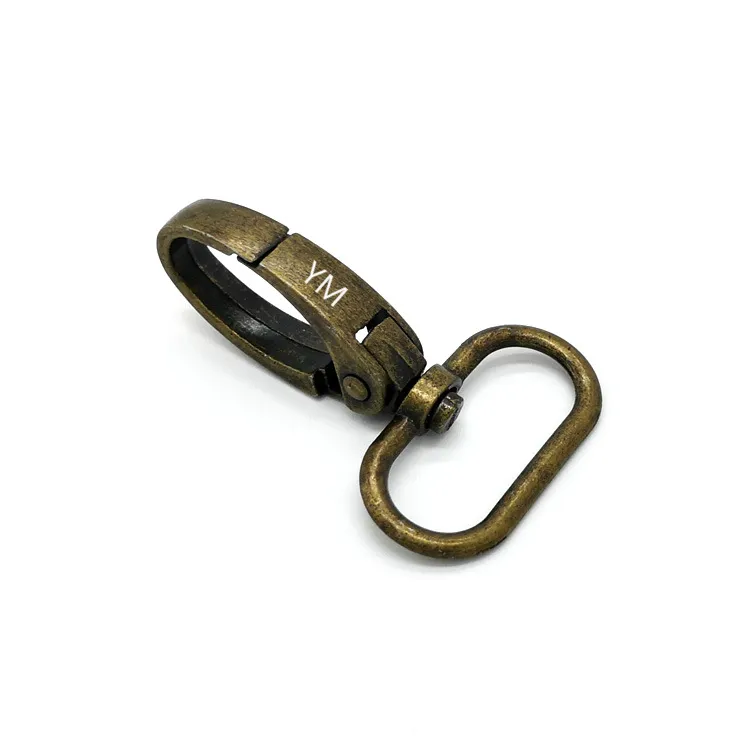 25MM Oval halka tipi döner çinko alaşım özel Logo Metal baskı kanca köpek/kordon/anahtar/çanta