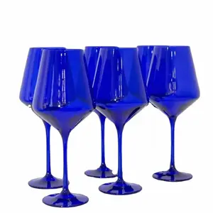 Wholesale Cheap Price Garbo Glassware Multi Color Blue Green Pink Wine Glass 10.5oz 33 Ounce Large Round Wine Glass for Event