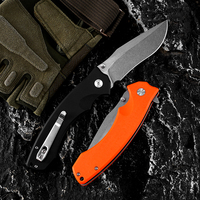 Couteau pliant J331R haute dureté pour la chasse, la survie, le camping en extérieur, avec manche G10, clip ceinture et lame finition Stone Wash – Couteau EDC