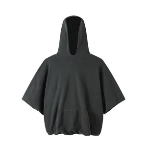 Hot Sale 2024 Spring/Summer Trend Brand Heavy 450g Washed Kanye Style Double Hooded Retro Short-Sleeved Men's T-Shirt