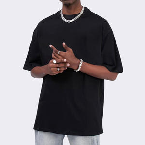 T-shirt Homme Oversize Noir en Coton de Luxe, Coupe Boxy, Épaules Tombantes, Grammage Lourd, Style Streetwear, Fabricant - Product Image 2