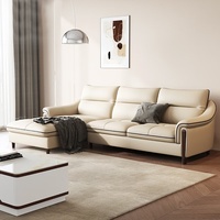 Ensemble de canapés en cuir véritable Foshan en forme de L pour petits appartements, design moderne et simple, cuir de vachette pleine fleur, chaise longue d'angle