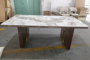 Indian Designer Favorite <strong>Small</strong> Apartment Minimalist <strong>Dining</strong> Table Bright Marble Slate Four-<strong>Corner</strong> Curved <strong>Dining</strong> Table <strong>Set</strong> - Product Image 2
