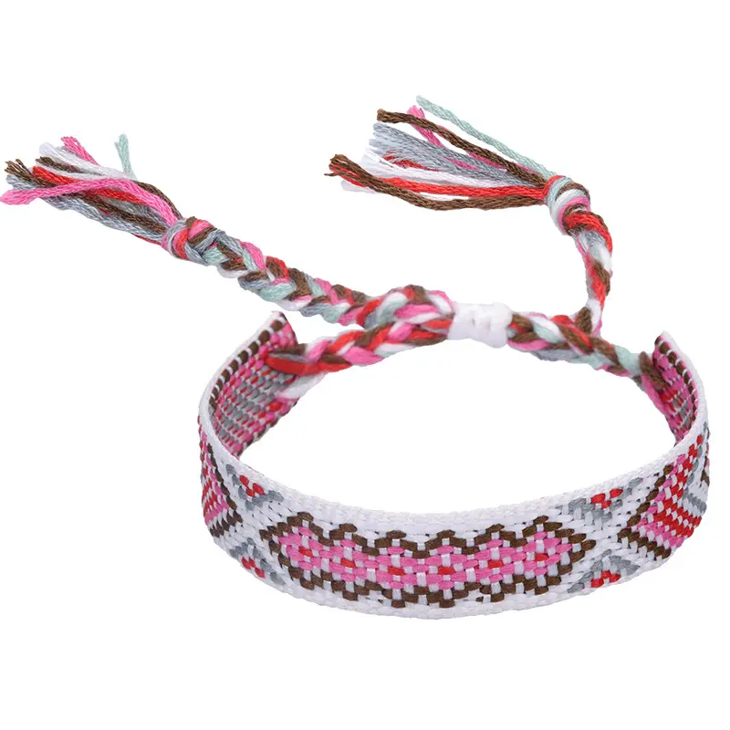 Bracelets brésiliens faits à la main, vente en gros, corde tissée, chaîne, hippie, Boho, Crochet, coton, Bracelets d'amitié pour femme