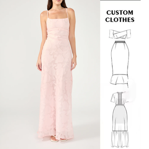 เดรสแม็กซี่แบบผูกเชือกสำหรับผู้หญิงเดรสลำลองไซส์ใหญ่พิเศษสีชมพูอ่อน - Product Image 2