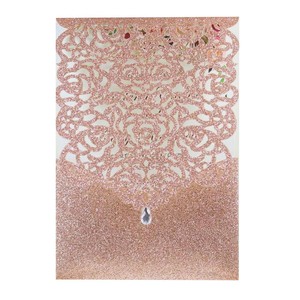 Invitation de fête d'anniversaire à fleurs creuses, vente chaude, pochette personnalisée, découpe au laser DIY, impression 3D UV, papier laminé mat - Product Image 3