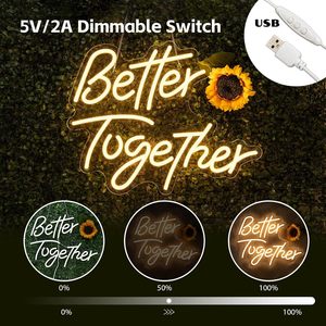 Enseigne néon « Better Together » à LED blanc chaud pour décoration murale, mariage, fête, chambre à coucher, art mural, alimentée par USB - Product Image 3