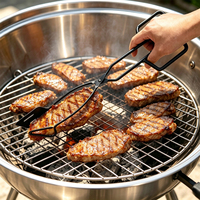 Pince de barbecue polyvalente antiadhésive en métal trempé anti-brûlure pour grillades au charbon et manipulation des aliments