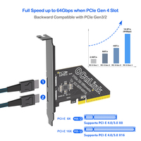 Kartu Ekspansi PCIe X8 ke 2-Port OCuLink SFF-8612, Ekspansi Bifurkasi PCI-E untuk EGPU/NVMe/U.2 SSD, Adaptor Ekspansi Server