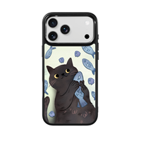 Coque de téléphone AG Feeling Black Edge avec motif chat poisson doré pour iPhone 17, 17 Pro Max, 16 Pro, 15 – Coque magnétique