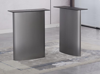 Pieds de table en acier inoxydable brossé de luxe moderne, base de table à manger, plateau de table en pierre frittée marbrée, taille personnalisable, table sur mesure