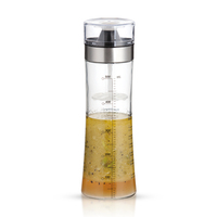 Bouteille et couvercle en verre transparent pour vinaigrette avec recettes et échelle de mesure Distributeur d'huile 550ml