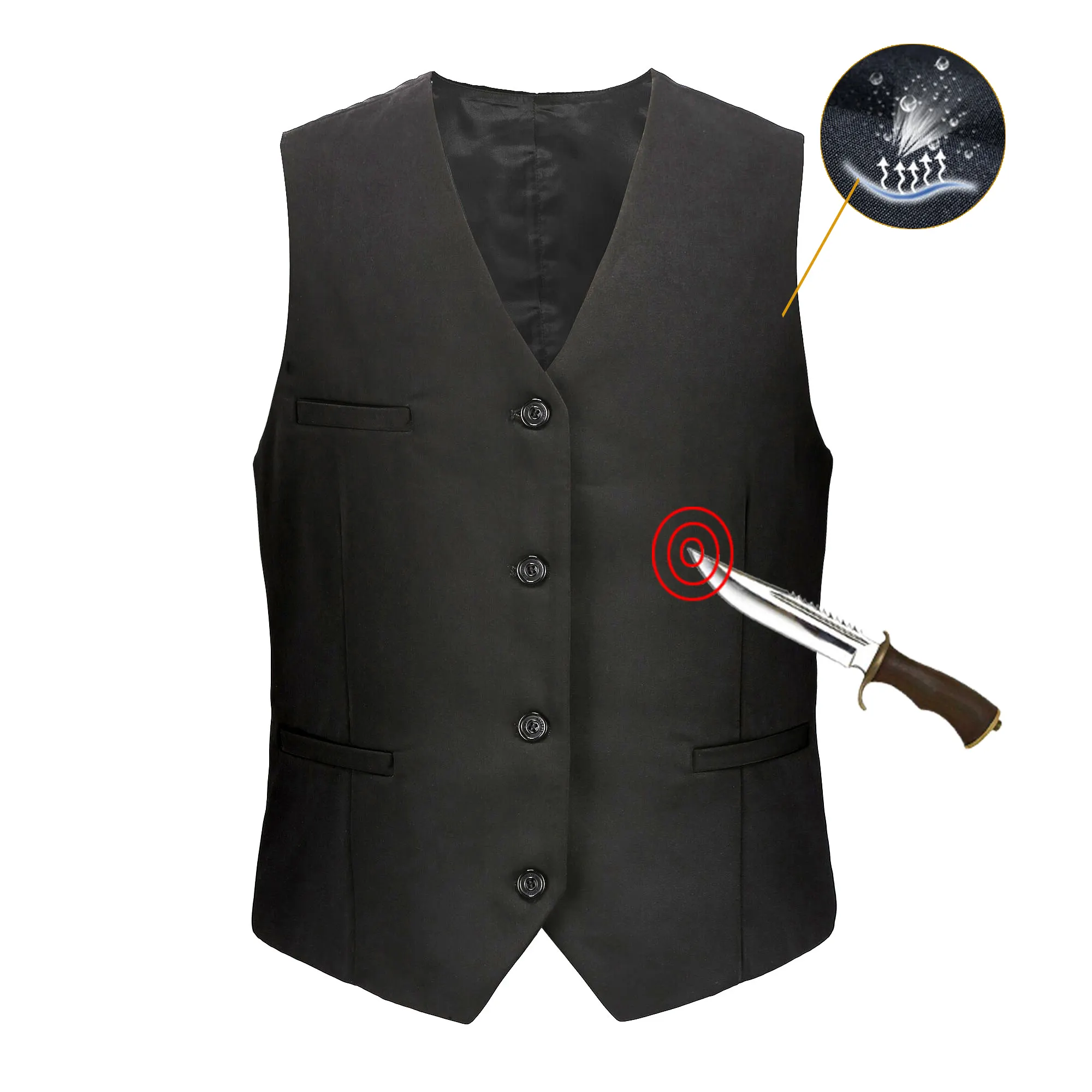 Gujia Security Protection Waistcoat Cut-Protection Clothing Waterproof Black Anti Knife Cut Stab Proof Vest for Men