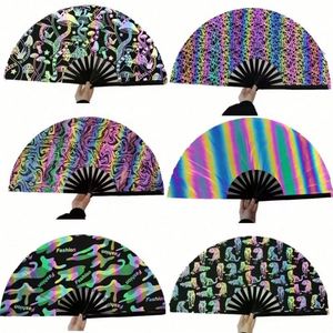 Abanico de Bambú Antiguo de 33 cm con Pintura de Arte Folclórico, Portátil, Decoración para el Hogar de Año Nuevo, para Fiestas, Música y Estilo Romántico - Product Image 5