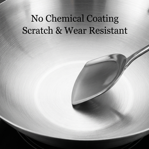 Wok FLEY in Acciaio Inox Resistente, Fondo Spesso Rotondo, Senza Rivestimento, per Ristoranti, Mense e Uso Professionale - Product Image 3