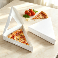 Boîte à pizza triangulaire en papier alimentaire de qualité supérieure avec fenêtre transparente, résistante à la graisse, pour emporter, jetable, logo personnalisé