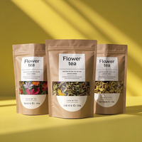 Sachets de thé 100% naturels en gros de fleurs de calendula de qualité supérieure, sachets de thé parfumés en papier kraft en forme de pochette verticale, sachets de thé aux fleurs de camélia