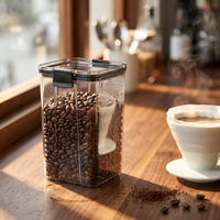 Boîte de conservation alimentaire en PET à étiquette privée avec couvercle hermétique à clipser, pot de rangement personnalisé avec logo pour les produits secs de la cuisine