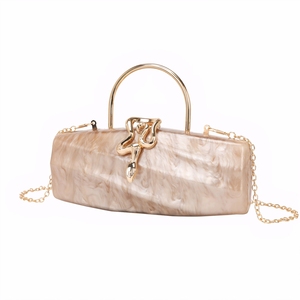 Women Snake Buckle Marble Acrylic Handle Evening Bag Glitter Clutch <b>Purse</b> with Removable Chain for Christmas Wedding - Product Image 2