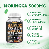 Gummies de mousse de mer OEM/ODM complexes à l'huile de graines noires irlandaises, Ashwagandha, gingembre, Shilajit, Crinière de lion et Shilajit de l'Himalaya