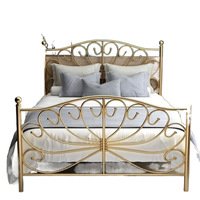 Lit de princesse en fer forgé épaissi de style nordique, cadre de lit moderne simple simple ou double de 1,5 m, revêtement en tissu pour salon