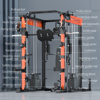 Smith Machine Squat Rack Multifonctionnel pour la Maison et le Commerce, Équipement de Fitness Complet en Acier avec Cage et Revêtement en Mousse, Capacité de Charge 500KG